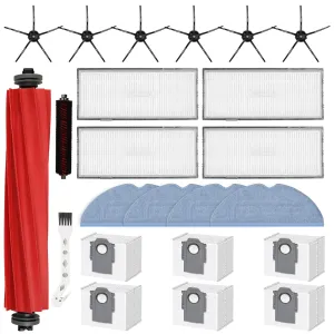 23 Pack Accessories Set for Roborock S7 MaxV Ultra S7 Pro Ultra Robot Vacuum Cleaner, 1 Main Brush, 1 Self-Cleaning Brush, 4 Filters, 4 Mop Pads, 6 Side Brushes, 6 Dust Bags, 1 Cleaning Brush
