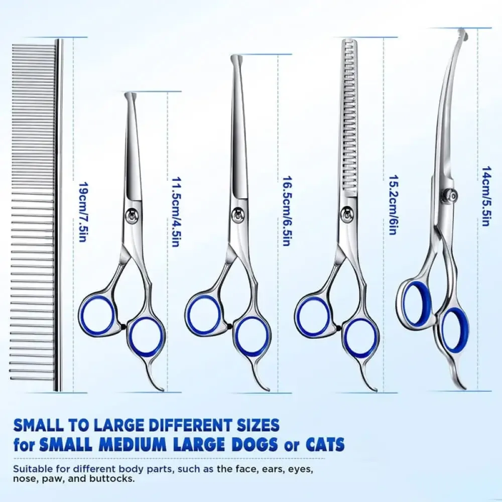 6 in 1 Professional Heavy Duty Ergonomic Stainless Steel Sharp Safety Round Tip Dog Scissors
