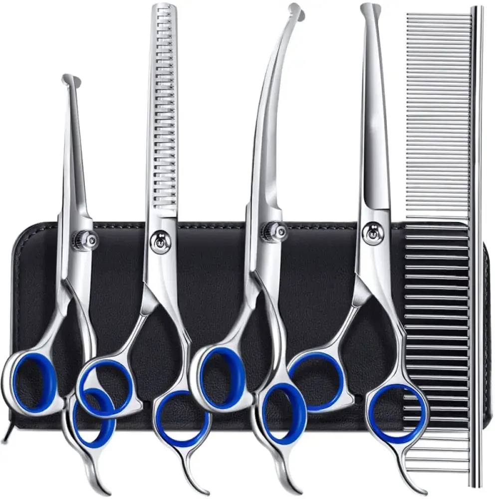 6 in 1 Professional Heavy Duty Ergonomic Stainless Steel Sharp Safety Round Tip Dog Scissors