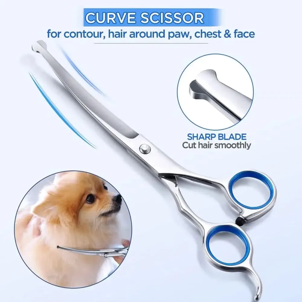 6 in 1 Professional Heavy Duty Ergonomic Stainless Steel Sharp Safety Round Tip Dog Scissors