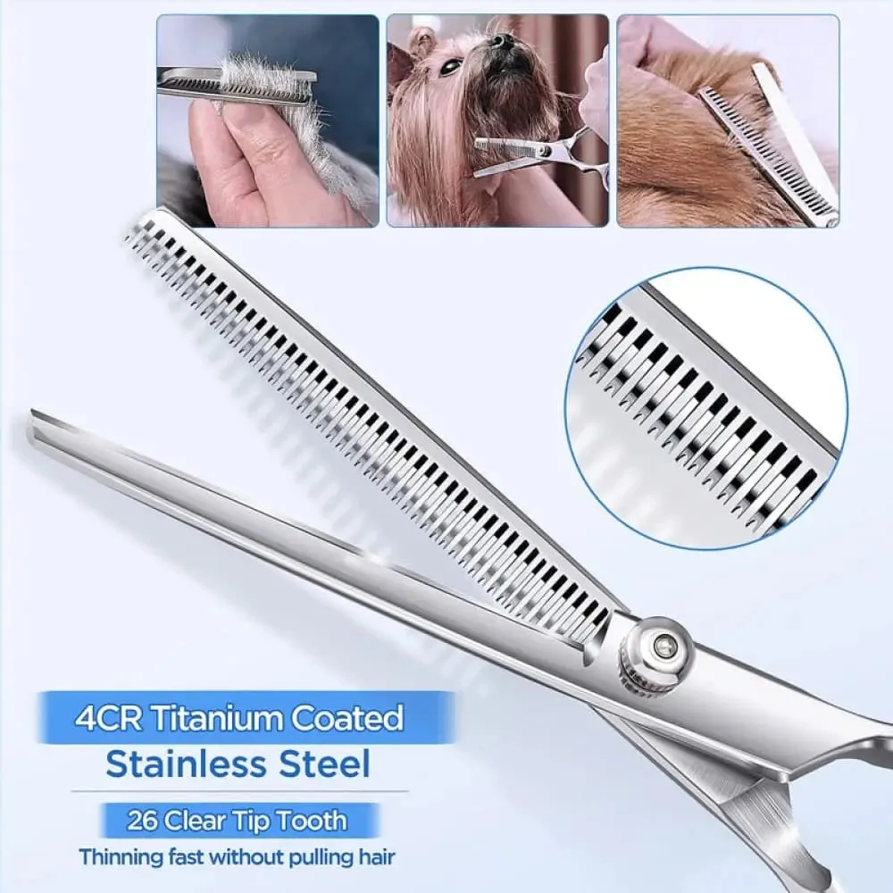 6 in 1 Professional Heavy Duty Ergonomic Stainless Steel Sharp Safety Round Tip Dog Scissors