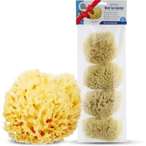 Baby Buddy Natural Wool Sea Sponge, Newborn Bath Time Essential, Ultra Soft for Delicate Skin, Hypoallergenic and Biodegradable, 4 Pack