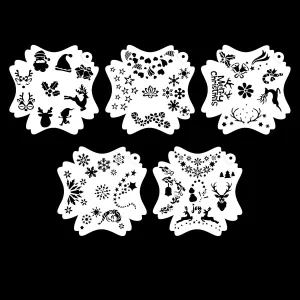 Bowitzki Reusable Face Paint Stencils for Body Art Painting Halloween Christmas Makeup Stencils (Christmas)