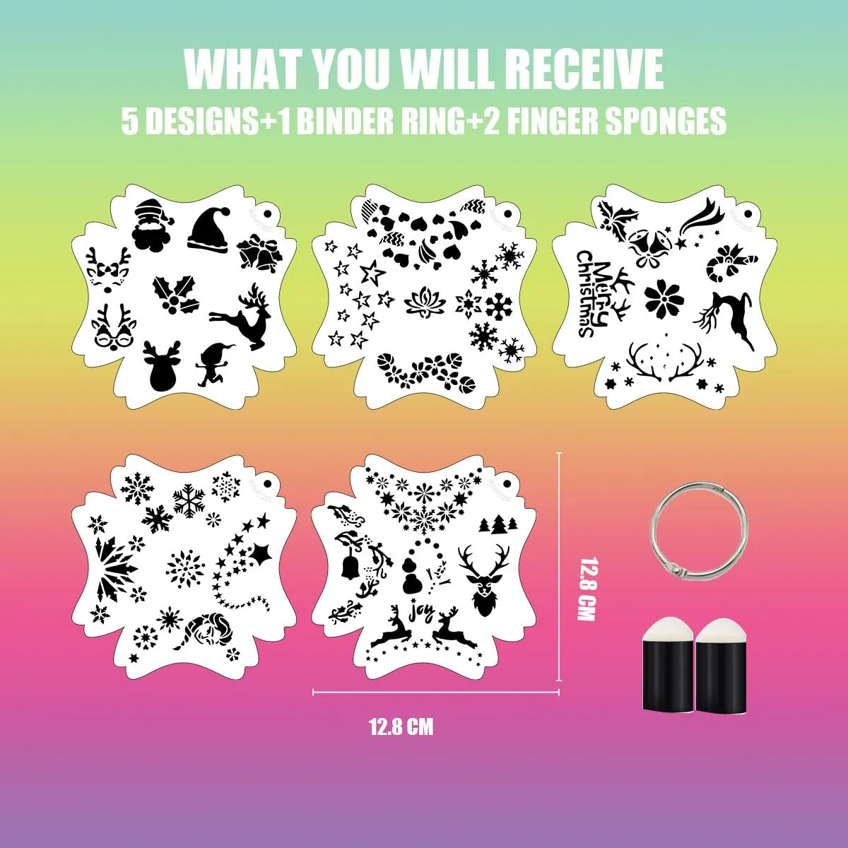 Bowitzki Reusable Face Paint Stencils for Body Art Painting Halloween Christmas Makeup Stencils (Christmas)