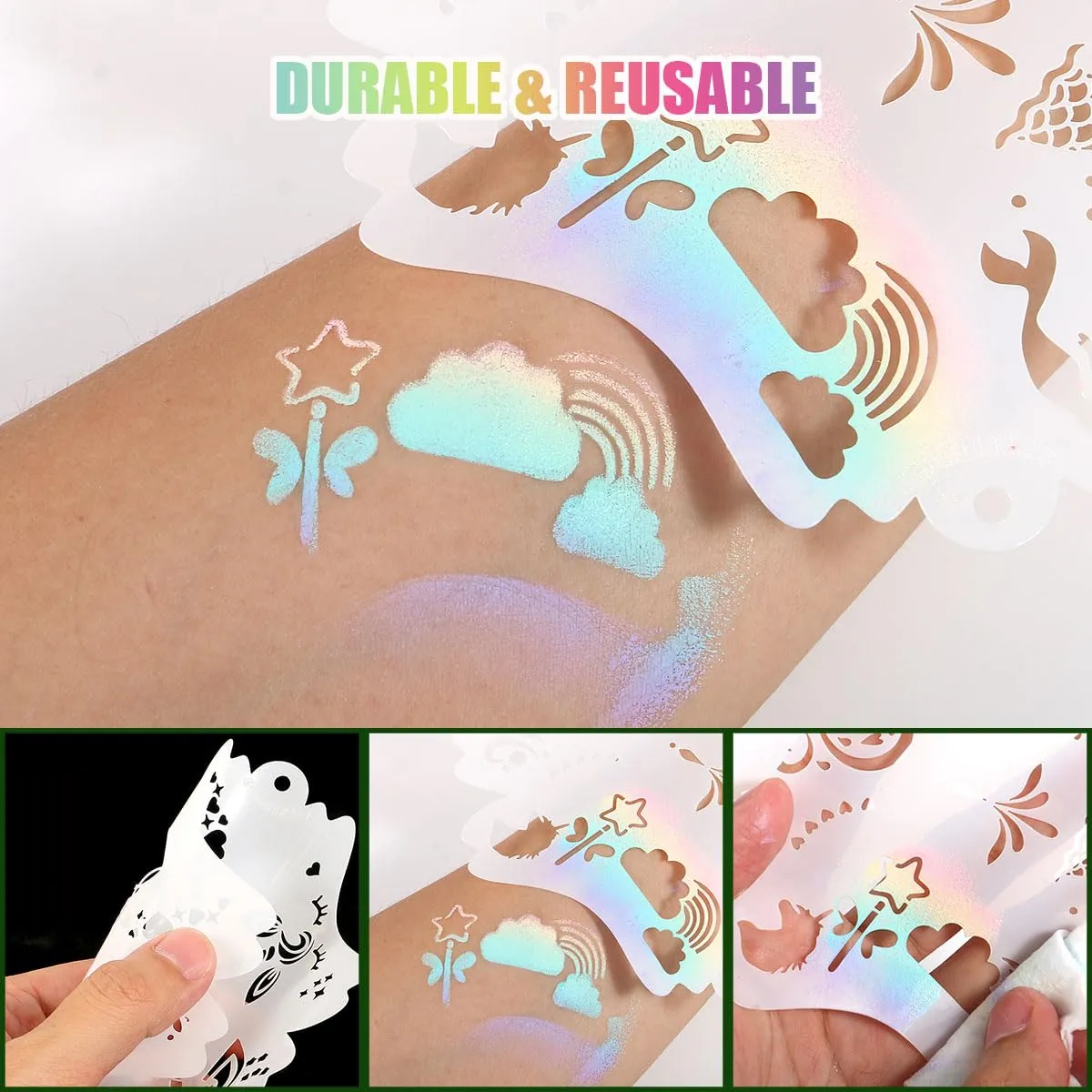 Bowitzki Reusable Face Paint Stencils for Body Art Painting Halloween Christmas Makeup Stencils (Christmas)