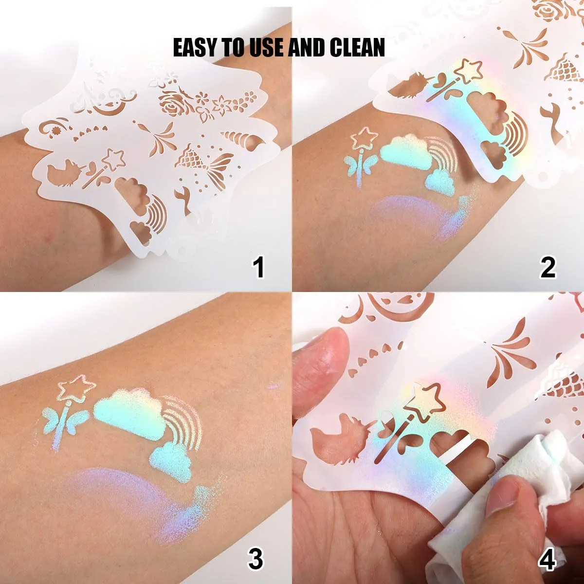 Bowitzki Reusable Face Paint Stencils for Body Art Painting Halloween Christmas Makeup Stencils (Christmas)