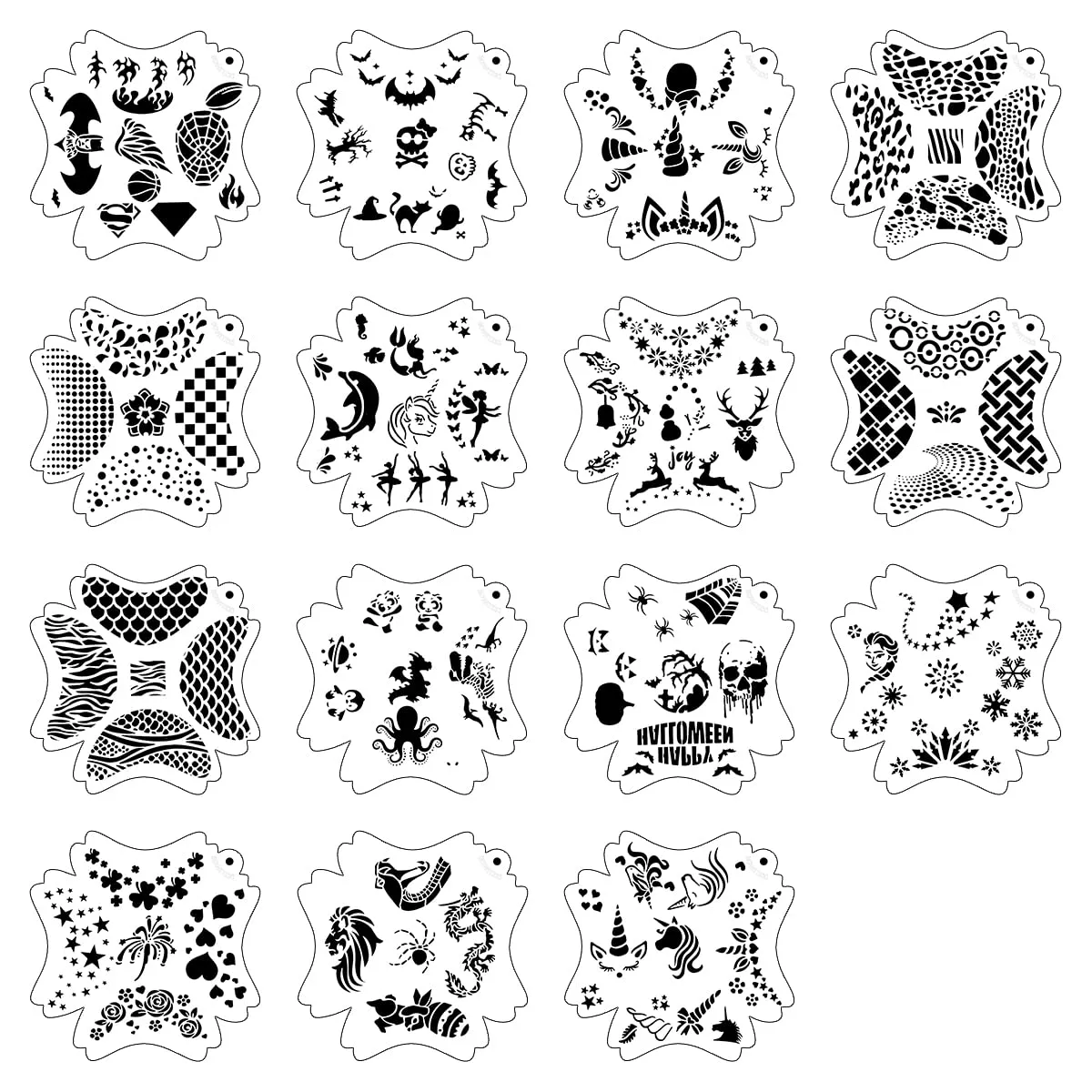 Bowitzki Reusable Face Paint Stencils for Body Art Painting Halloween Party Makeup Temporary Tattoos Stencils (Fairy)
