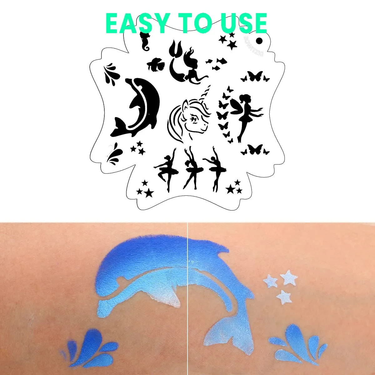 Bowitzki Reusable Face Paint Stencils for Body Art Painting Halloween Party Makeup Temporary Tattoos Stencils (Fairy)