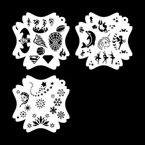 Bowitzki Reusable Face Paint Stencils for Body Art Painting Halloween Party Makeup Temporary Tattoos Stencils (Hero & Fairy)