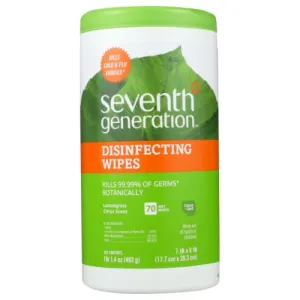 Disinfecting Wipes Lemongrass Citrus, 70 Count (Case of 6) By Seventh Generation
