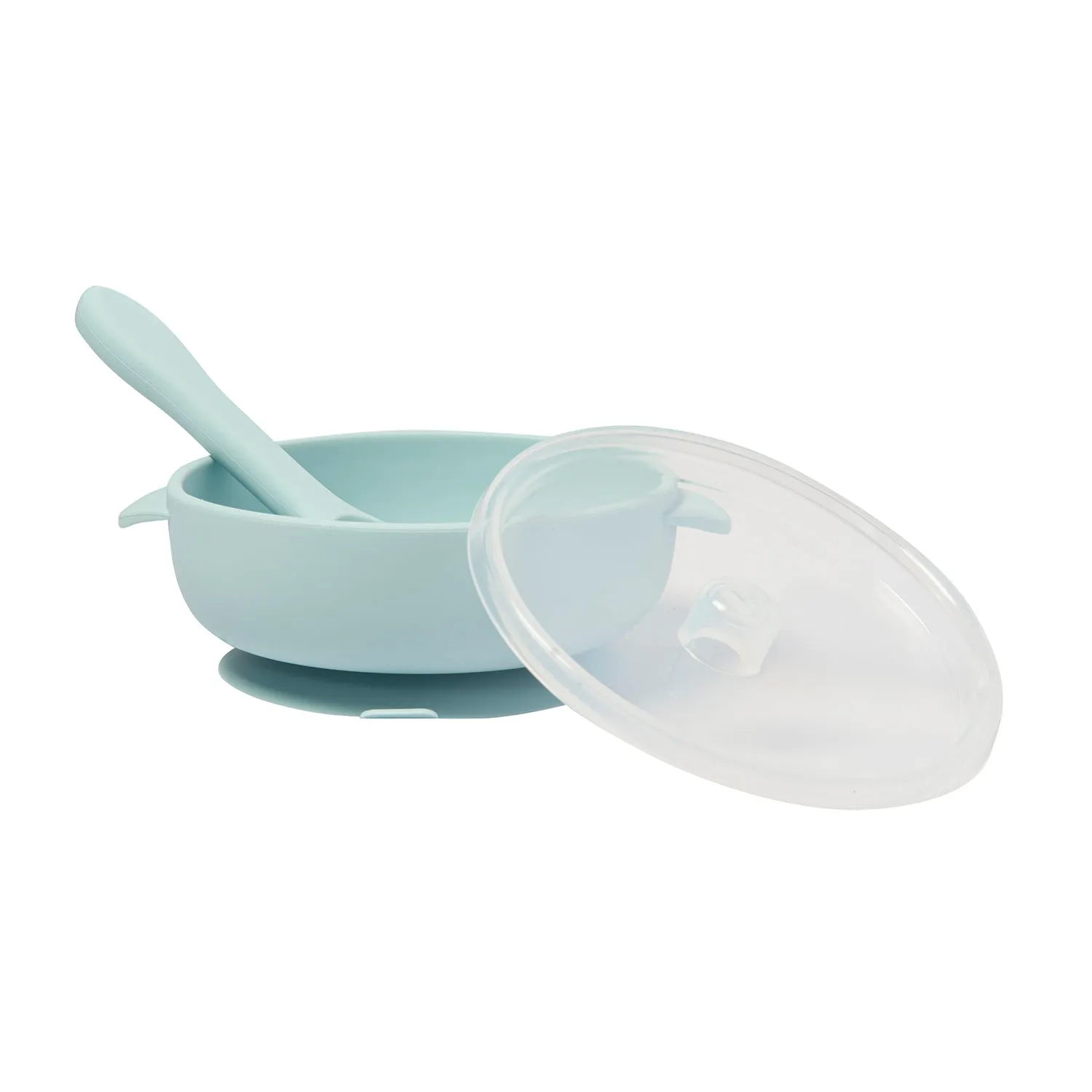 Mint Green Silicon Bowl With Lid And Spoon Set