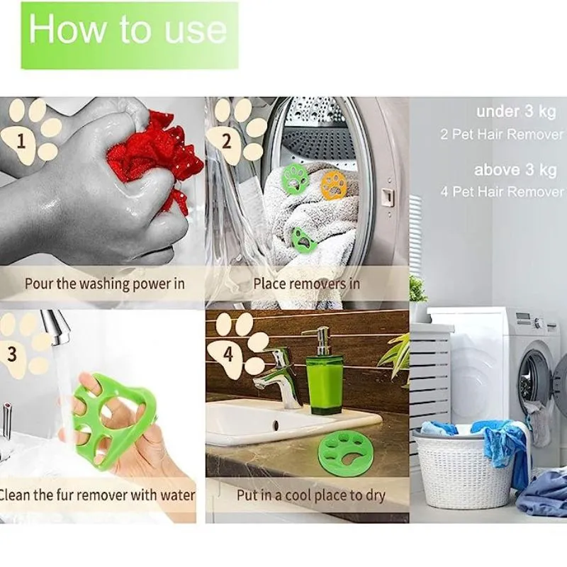 Pet Hair Remover for Laundry , Non-Toxic Reusable with Remove Hair from Dogs and Cats on Clothes in The Washing Machine -2 Pcs