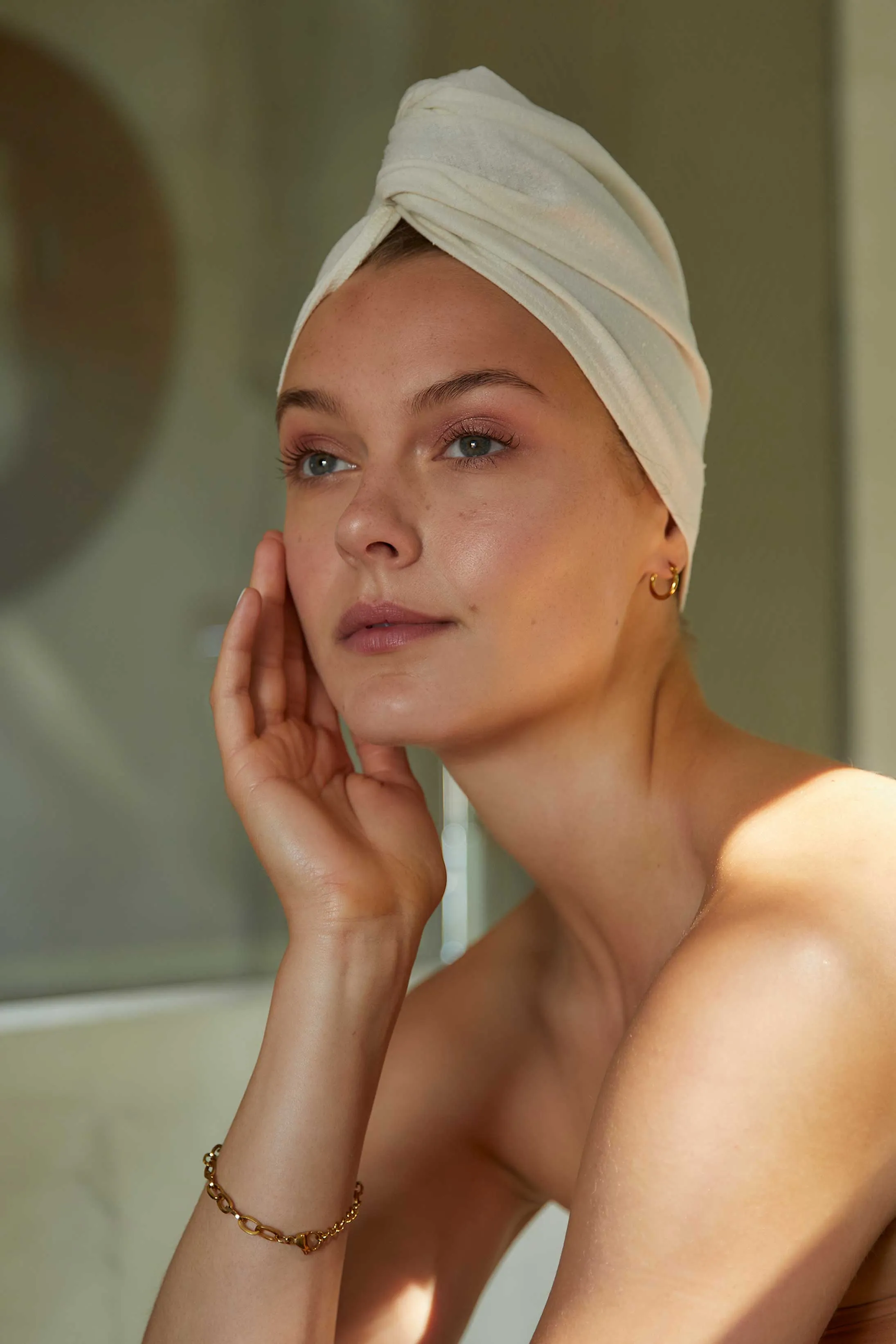 Raw Silk Hair Towel Natural