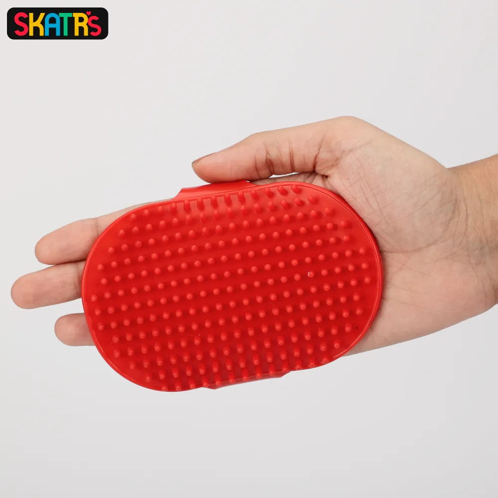 Skatrs Rubber Bristles Massage Hand Brush Comb for Dogs & Cats