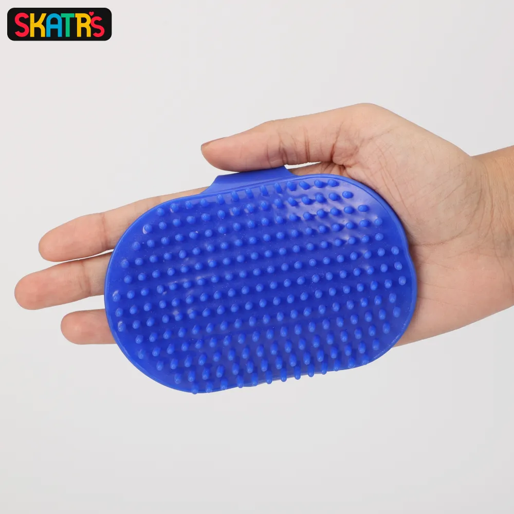 Skatrs Rubber Bristles Massage Hand Brush Comb for Dogs & Cats