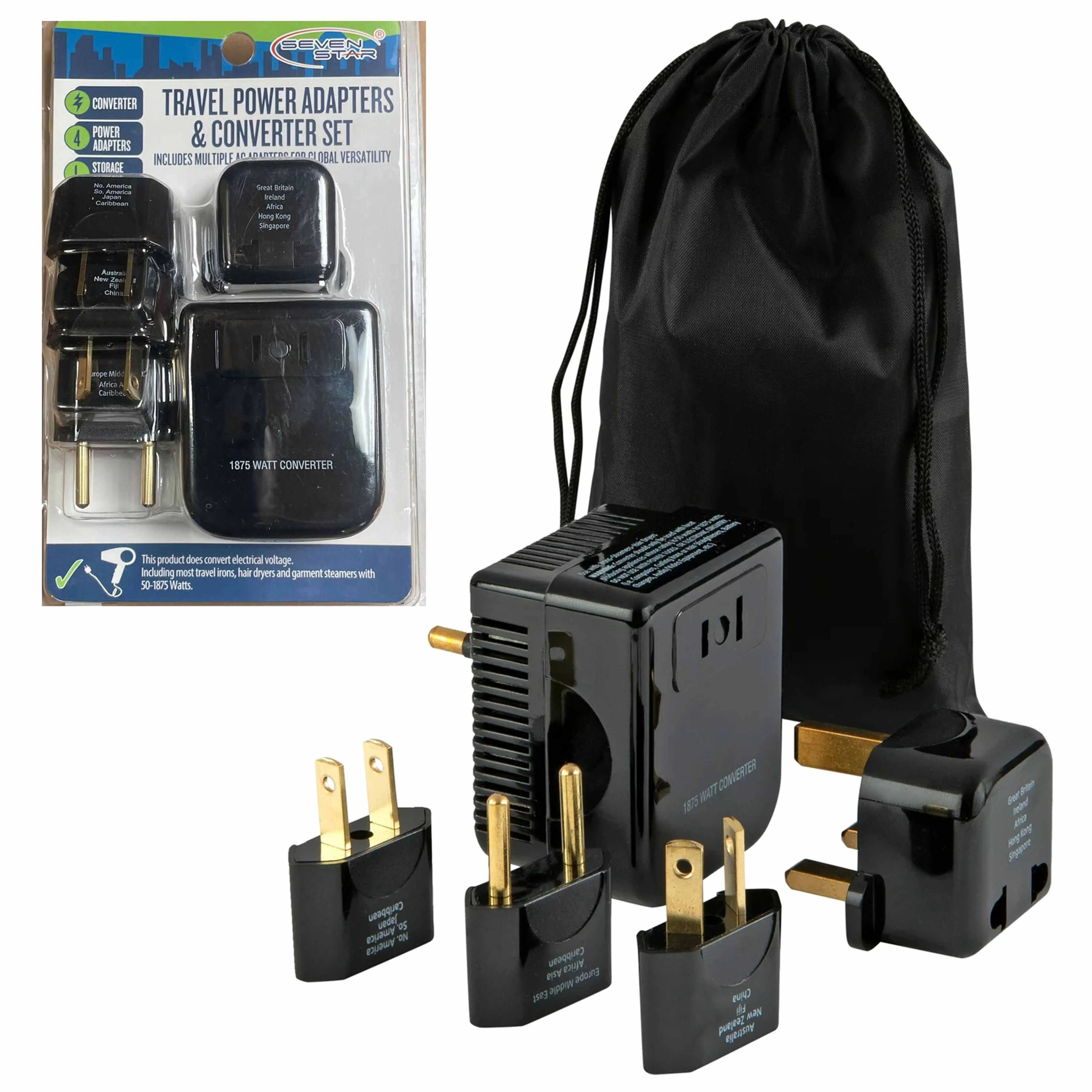 Travel Power Voltage Converter Adapter 1875W 4 Plugs 110-220 V Charger Transform