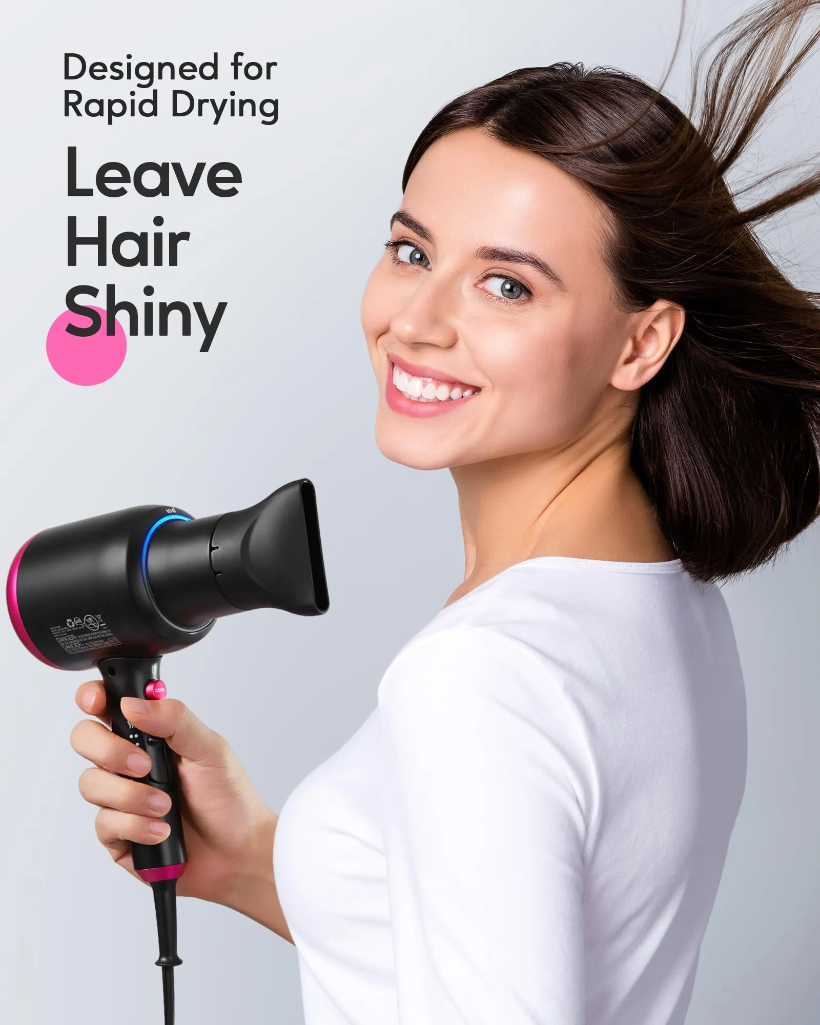 Wavytalk Professional Hair Dryer with Diffuser, 1875W Blow Dryer Ionic Hair Dryer for Women with Constant Temperature, Hair Dryer with Ceramic Technology Fasting Drying Light and Quiet, Black